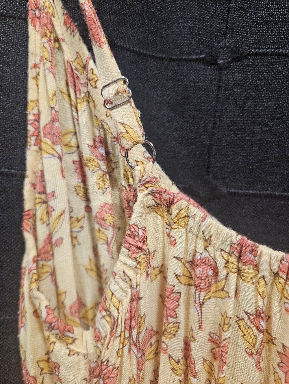 BEACHGOLD Floral Tiered Maxi Dress Small Yellow Boho Tassel Sustainable B-Corp - Picture 5 of 9